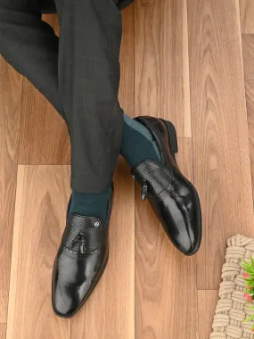 Alberto Torresi Mens Black Formal Slip-On Dress Shoes