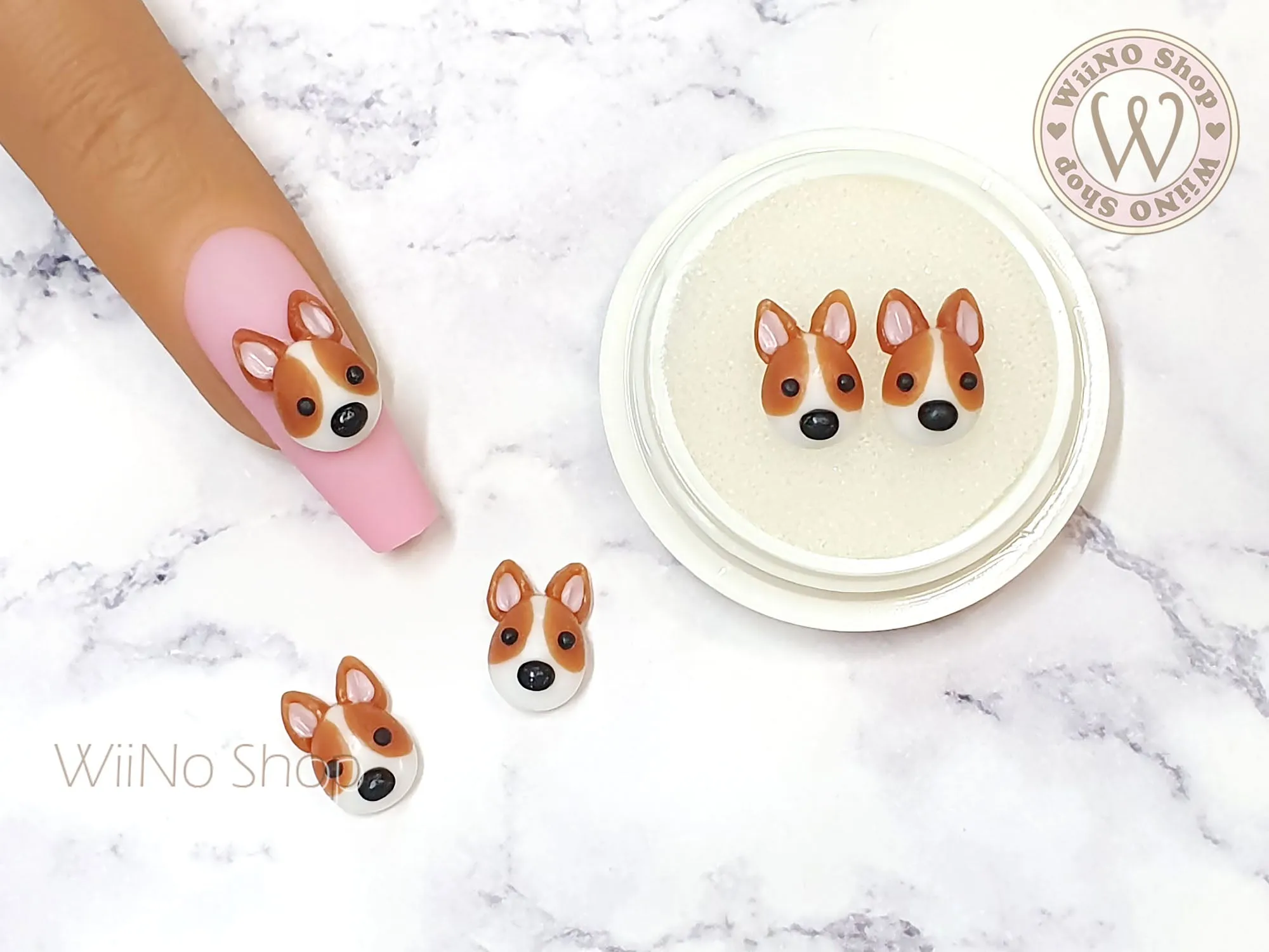 Corgi Dog 3D Handmade Nail Art Charm - 2 pcs