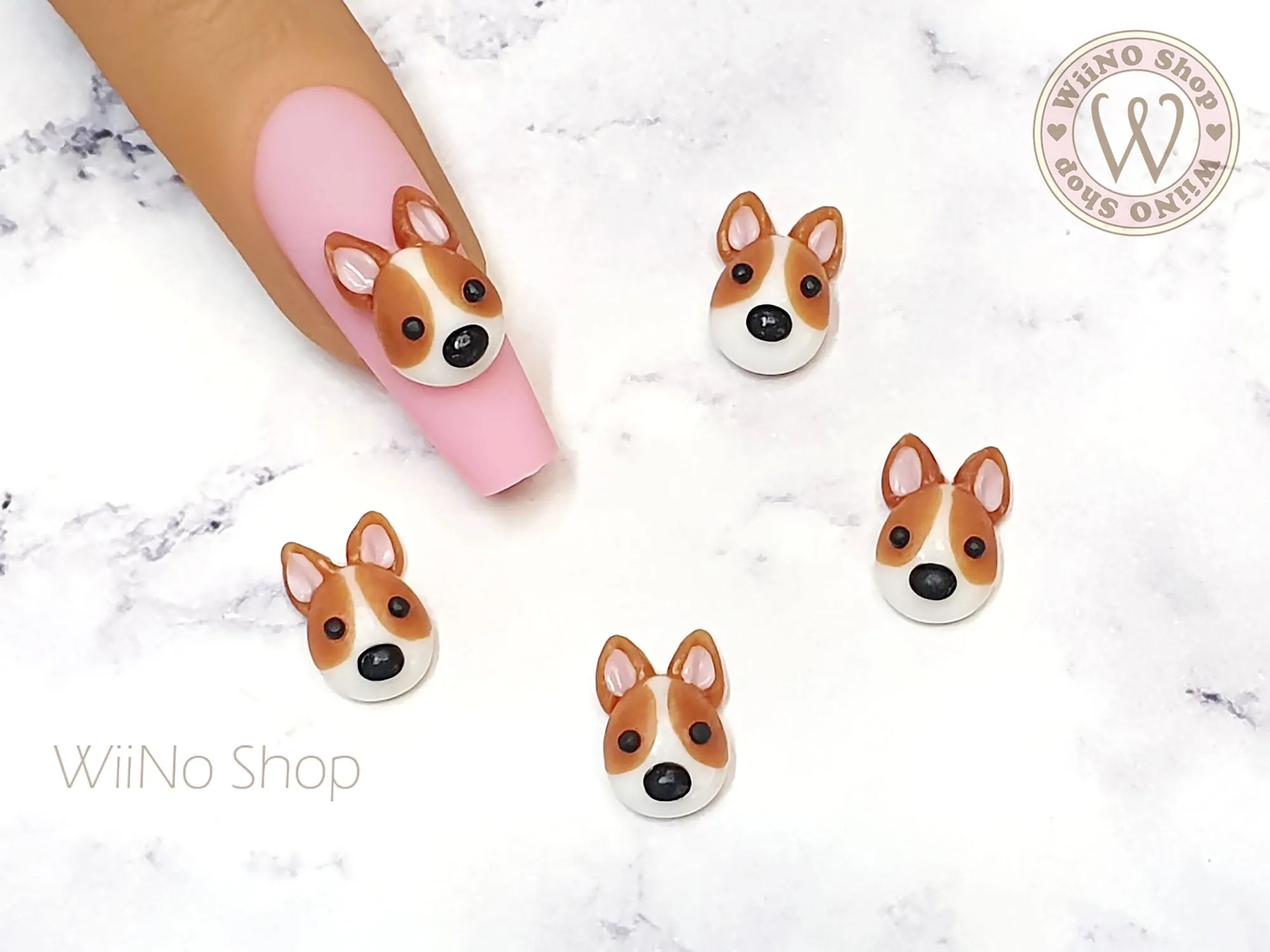 Corgi Dog 3D Handmade Nail Art Charm - 2 pcs