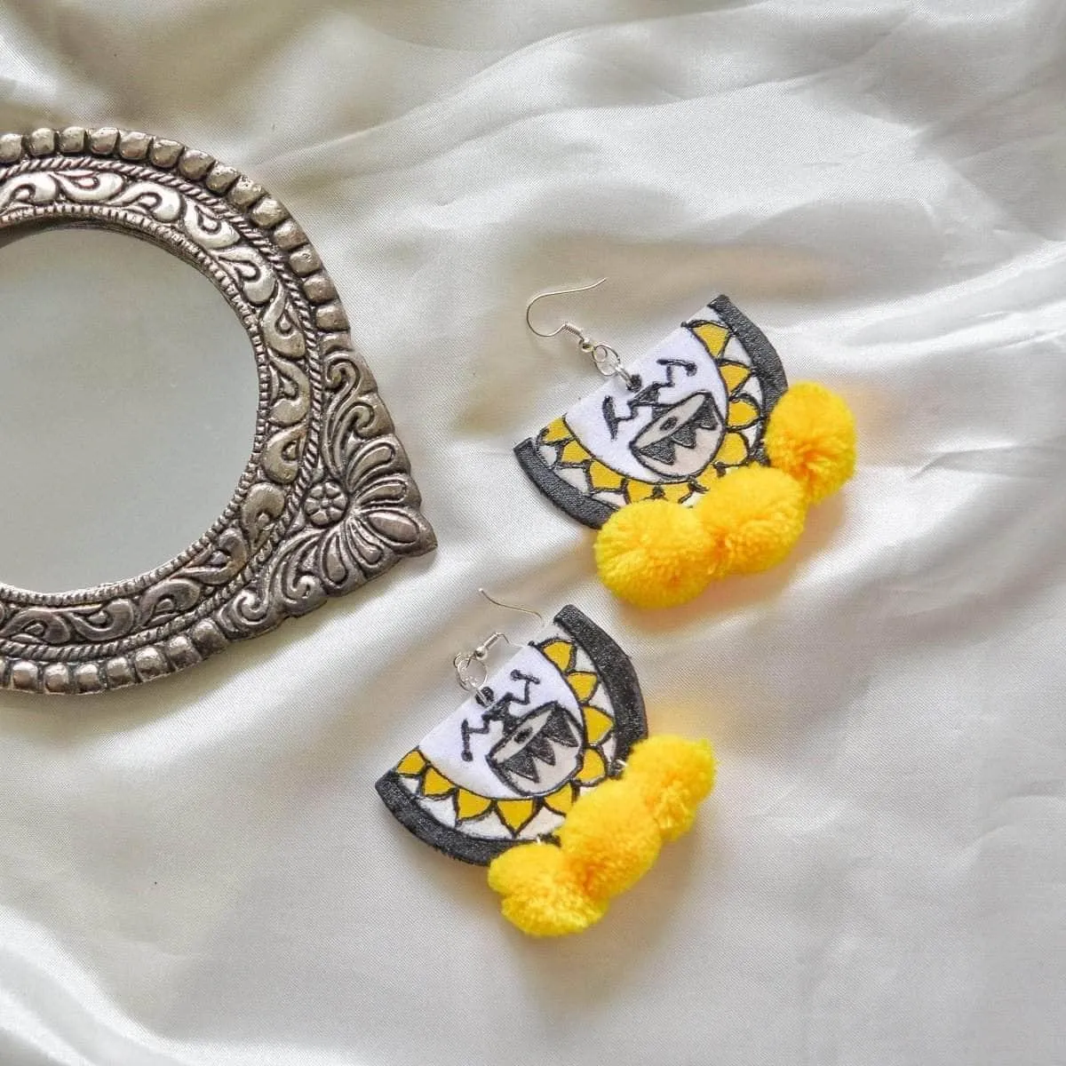 Dhaaki Bengal Drummers Yellow Handpainted (Earrings)