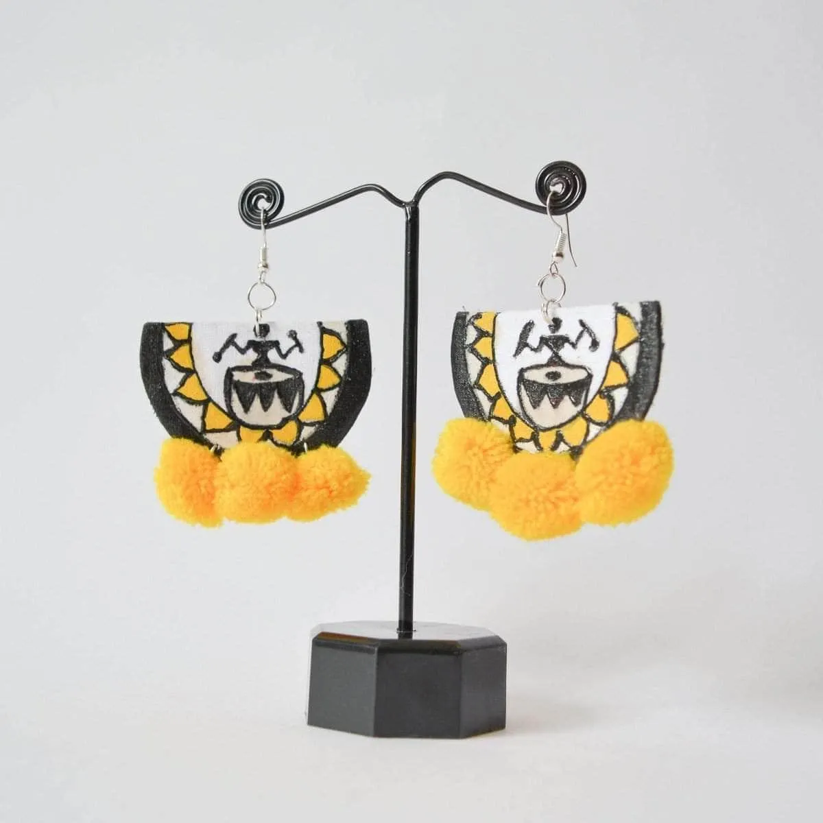 Dhaaki Bengal Drummers Yellow Handpainted (Earrings)