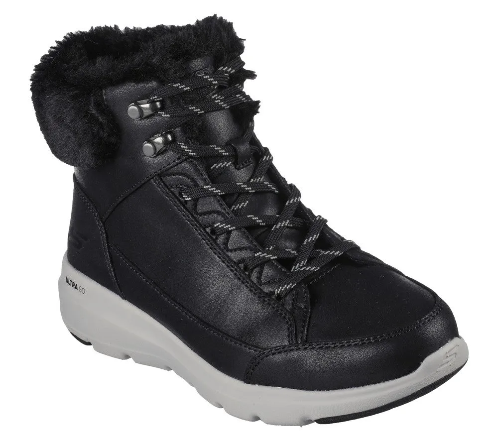 SKECHERS Glacial Ultra Cozy Womens Sneakers, 144178-BLK, Black Synthetic Leather