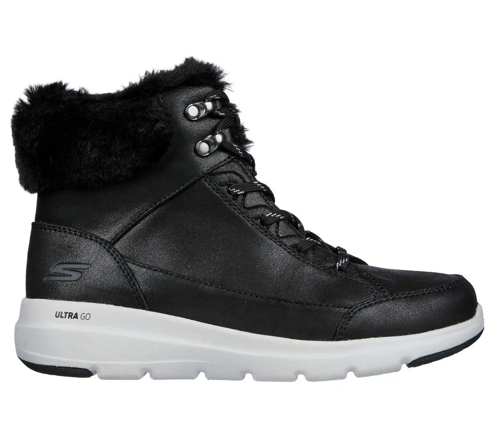 SKECHERS Glacial Ultra Cozy Womens Sneakers, 144178-BLK, Black Synthetic Leather