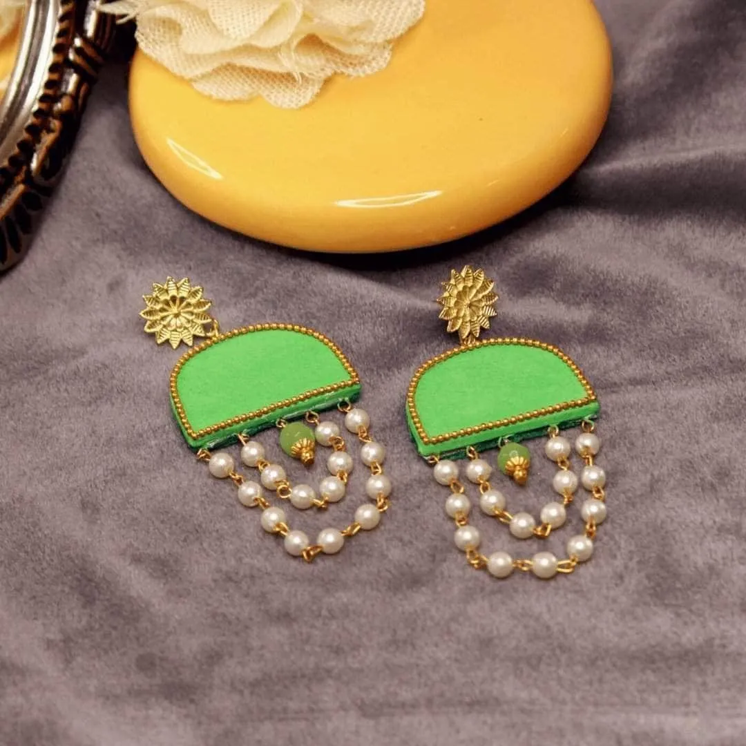Green Dome Handpainted (Earrings)