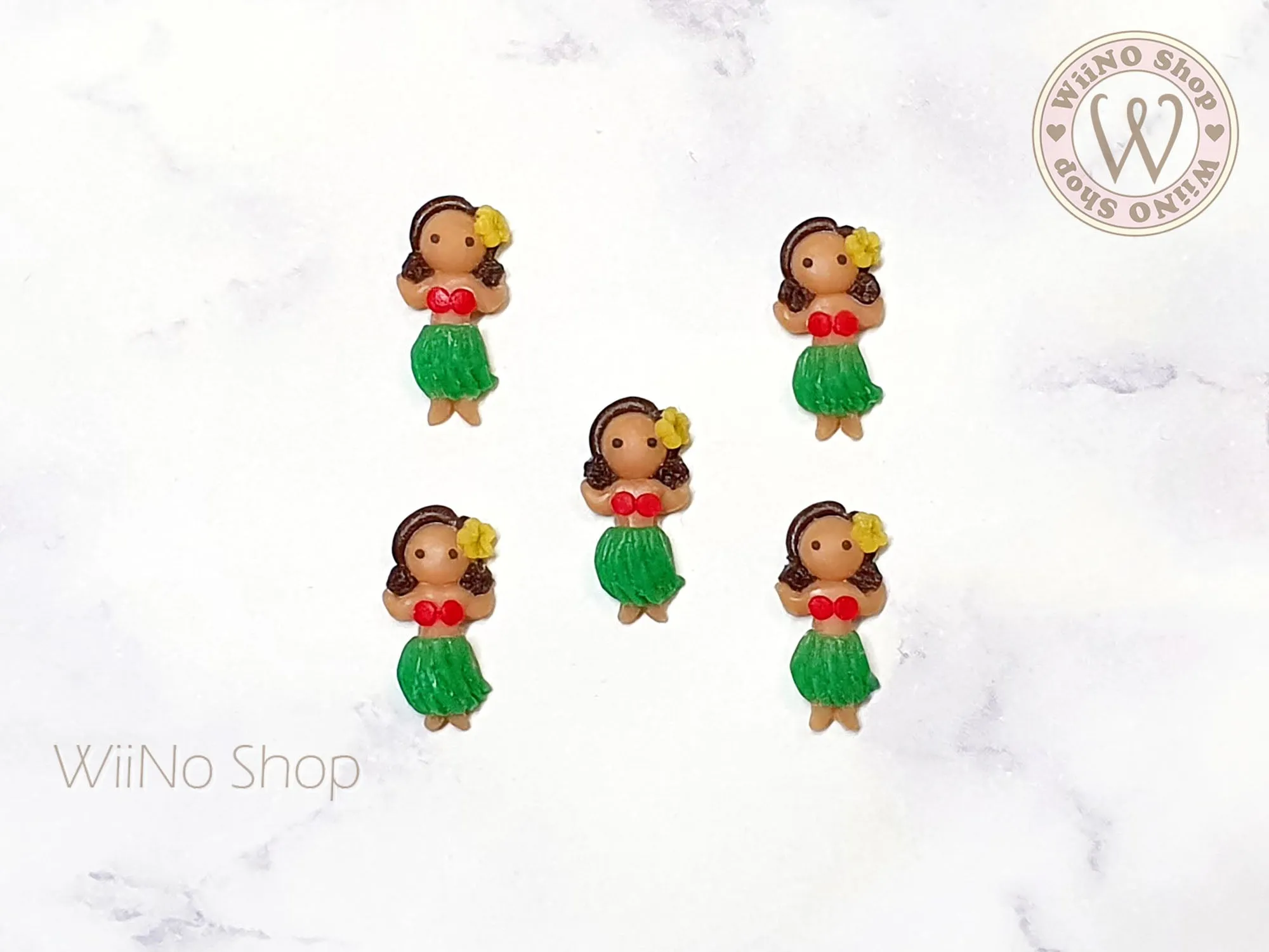 Hawaii Hula Girl 3D Handmade Nail Art Charm - 2 pcs