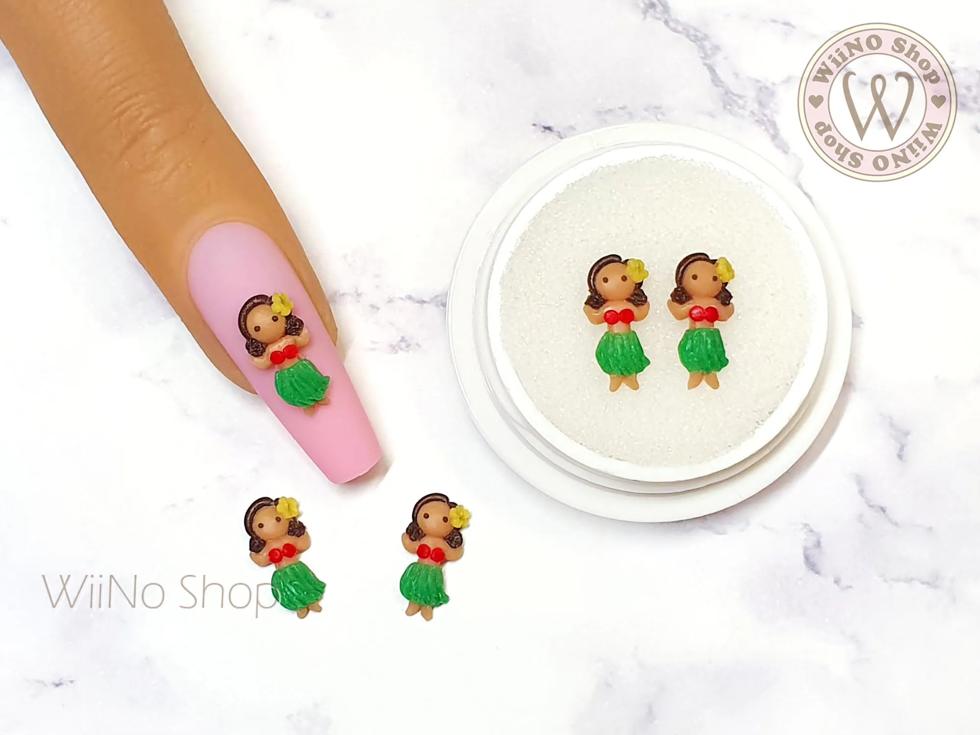 Hawaii Hula Girl 3D Handmade Nail Art Charm - 2 pcs