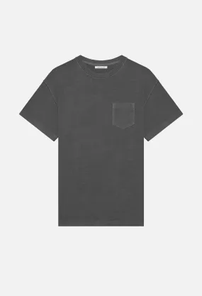 Relaxed Fit Loose Stitch Pocket Tee - Washed Black