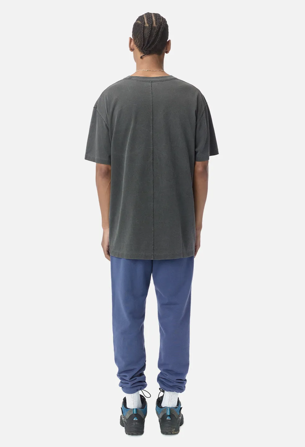 Relaxed Fit Loose Stitch Pocket Tee - Washed Black