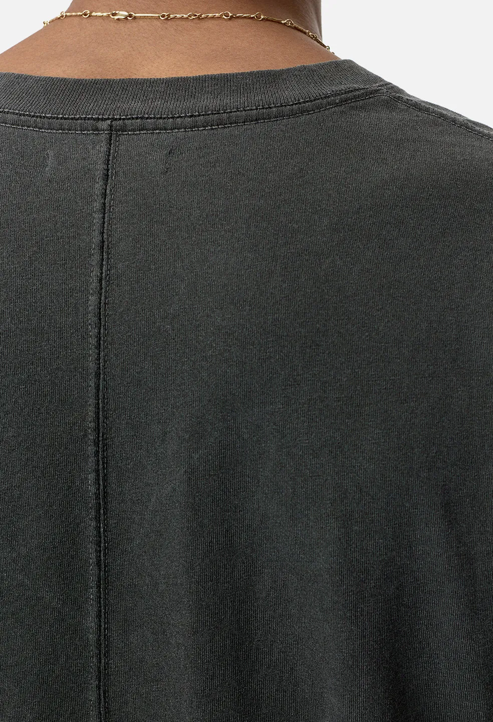 Relaxed Fit Loose Stitch Pocket Tee - Washed Black